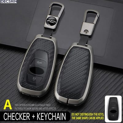 Housse de protection pour clé de voiture en alliage de zinc + cuir, 3/4 boutons, Porte-clés pour Subaru Brz Forester Legacy Outback Wrx Sti Impreza Xv Crosstrek gray
