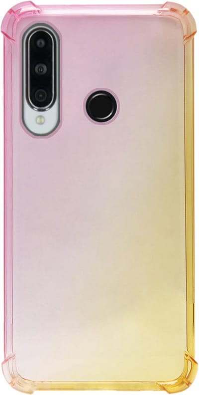 ADEL Siliconen Back Cover Softcase Hoesje Geschikt voor Huawei Y6p - Kleurovergang Roze Geel