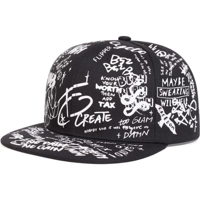 Unisex Kleurrijke Letter Graffiti Print Hip-hop Hoeden Lente Herfst Buiten Verstelbare Casual Baseballpetten Zonbescherming Hoed zwart witte kleur
