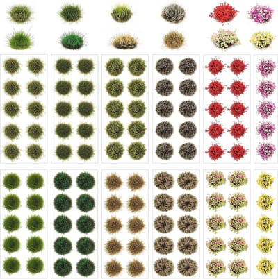 110 stuks miniatuur grasstruiken voor modelbouw - Statische bloemen en planten voor treinlandschappen, DIY decoratie en terreinmodellen