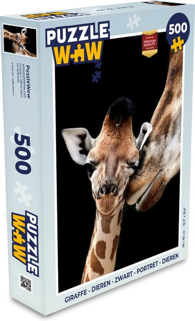 Puzzel Giraffe - Dieren - Zwart - Portret - Dieren - Legpuzzel - Puzzel 500 stukjes