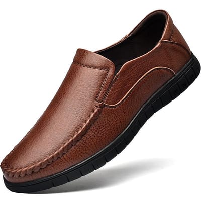 Lente en Herfst Vrije Tijd Leren Schoenen Heren Leer Ademend Instapper Herenschoenen Antislip Heren Zachte Zool Schoenen 44 bruin