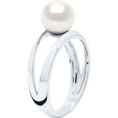 Ring - Wit Goud 375 - Echte Cultiveerde Zoetwaterparel Rond 8-9 mm