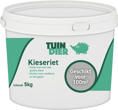 Kieseriet | Meststof met hoog gehalte magnesium | In handige bewaaremmer | 5.000 gram | 5 kilogram | Zorgt voor diepgroene kleur van gazon, planten én moestuingewassen | Coniferen mest magnesium