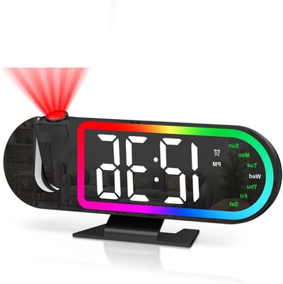 Projectiewekker Digitaal - LED Klok - Wakker Worden - 180 Graden Projectie - 8.5 Inch Scherm - Zwart