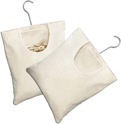 Praktische Opbergzak voor Kledingknijpers - 2 Stuks - Hangende Kledingpegs Tas voor Slaapkamer - 32 x 27 cm - Ideaal voor Organisatie en Ruimtebesparing