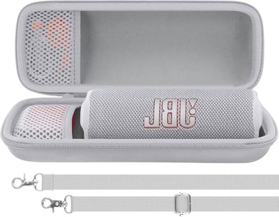 Draagbare harde beschermcase voor JBL Flip 7/Flip 6/Flip 5 Bluetooth speaker, ideaal voor reizen en bescherming (Wit)