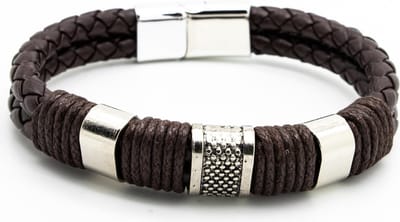 Sorprese armband - Classic - armband heren - leer - bruin - RVS - cadeau - Model N
