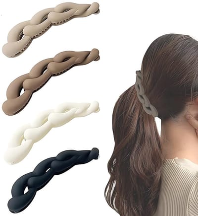 Dailygoods- Haarspelden - 4 Stuks Bananenhaarspelden - Antislip - Vintage Paardenstaart-Clips - Flexibel - Hoogwaardig Hars - 10,5 cm - Haarklem