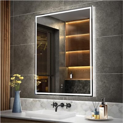 80 X 100 CM LED-Sensor Badkamer Ijdelijkheidsspiegel - Instelbare Kleurtemperatuur - Wandmontage - Anticondens Dimbare Verlichting - Make-up Spiegel Met Slimme Aanraakknop (Horizontaal/Verticaal)