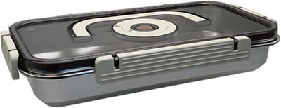 Opbergcontainer Brood - Broodtrommel Voedselbewaring - Brood Vers Houden - Vaatwasserbestendig - 34 x 18.5 x 5.5 cm - Zilver