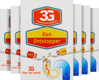 6x 3G Professioneel Duo ontstopper - Duo Ontstopper - Afvoer Ontstopper - Riool Ontstopper - Gootsteen Ontstopper - Twee Componenten - Krachtig - 6-Pack