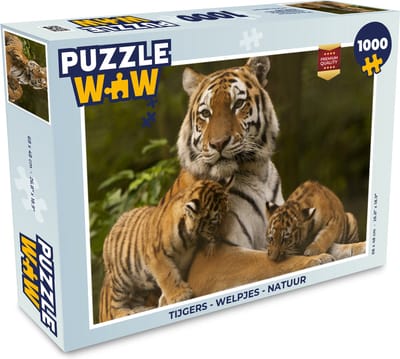 Puzzel Tijgers - Welpjes - Natuur - Legpuzzel - Puzzel 1000 stukjes volwassenen