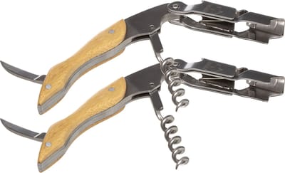 Secret de Gourmet Bamboe flesopener 3-in-1 - 2 st - Kurkentrekker/kelnermes