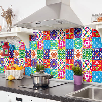 Zelfklevende muurtegelstickers voor keuken en badkamer - 24 AZULEJOS BERNADETINA tegelstickers - 24 stickers 10x10cm