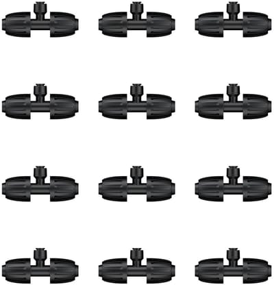 12 Stuks 1.2cm op 0.8cm BBQ Tee, Drip Irrigation Tee met Lock Nuts, Push-to-Fit Verbinder voor Tuin en Gazon, 3-Weg Reducer Tees voor Efficiënte Waterafvoer