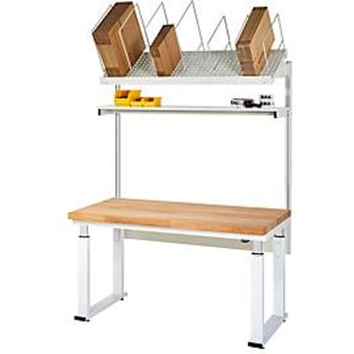 Rau inpaktafelsysteem 01 Werkbank serie adlatus 600, B 1500 x D 700 x H 740-1140 mm, massief beukenhouten blad, tot 600 kg