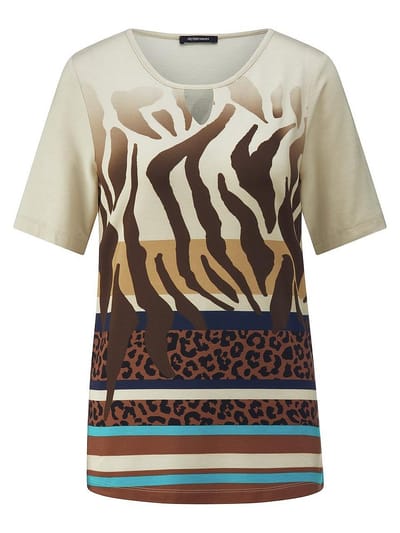Shirt ronde hals Van Peter Hahn beige