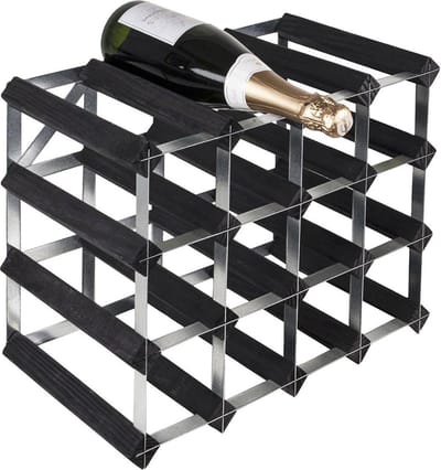 RTA Wineracks - Wijnrek 16 Flessen - Verzinkt Staal - Black Ash - 4x4