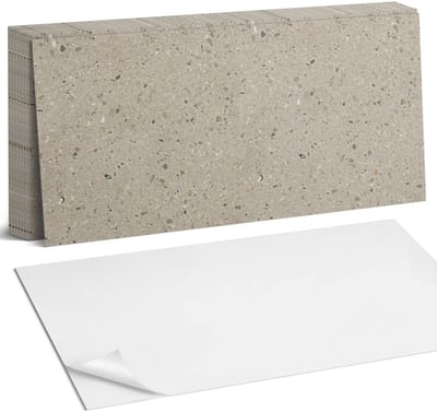 Coloray Plaktegels - Steentextuur met deeltjes Zelfklevende Wandtegels - 40 cm x 20 cm - Grijs Plaktegels - 10 stuks - Rechthoek PVC Tegels - Plaktegels Badkamer - Vloertegels Zelfklevend - Vinyl Tegels - Portugese Tegels