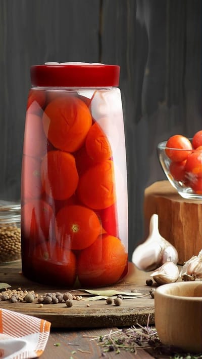 Famanu - Fermentatiepot met 1-weg luchtontluchtingsopening - 2,2 liter, 2 stuks - ideaal voor veilige fermentatie voor kefir, kimchi, zuurkool, zuurdesemstarter, nachthaver - gistingspotten Pack van 2