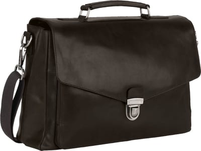 LEONHARD HEYDEN Leren aktetas business tas met laptopvak Roma Aktenmappe 2 Fächer 5381 Schwarz zwart