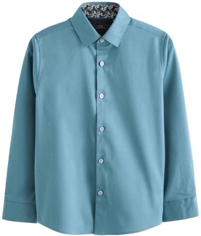 Next - Jongens - Overhemd met contrasterende afwerking en lange mouwen - Blauw
