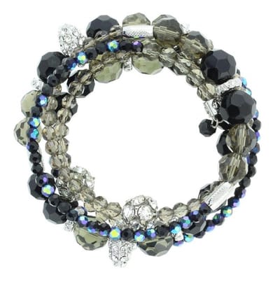 Behave - armband glaskralen zwartgrijs - feestelijk en chic - dames