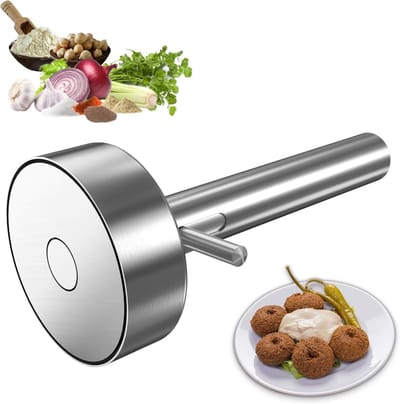 QTTVBTNA – Falafeltang - Falafel Schep - RVS - voedselveilig keukengerei met antiaanbak coating - Keukenaccessoires - geperforeerde frituurschep / spatel voor falafel, kroketten en gehaktballen - olieafvoer, uitlek ontwerp - keukenhulpmiddel