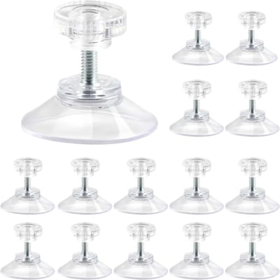 Dailygoods- Zuignappen Extra Sterk - 15 Stuks - 40 mm - PVC - Schroefdraad/Kartelmoer - Transparant - Voor Glad Oppervlak - Zuignaphaken
