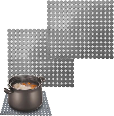 Keukenafvoer Mat voor de Gootsteen, Antislip Dishes Drainer Mat, Beschermende Mat tegen Krassen, 2 Stuks Grijs 31 x 27,5 cm - Ideaal voor Keuken en Badkamer