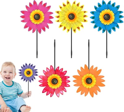 Bloemen Windmolens - Tuindecoratie Spinner - Tuin Verfraaien - Weerbestendig Ontwerp - 6 Stuks - Zonnebloem