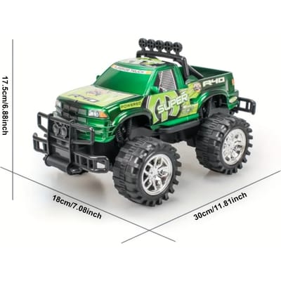 Grande Voiture Camion tout-terrain Jouets Voiture Camion à Friction Poussée et C'est Parti Véhicule à Inertie pour Enfants Cadeau d'Anniversaire pour Garçons Filles vert
