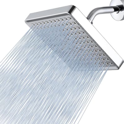 Famanu – Vierkante vaste regendouchekop 6 inch, hogedruk, luxe chromen afwerking, verstelbare hoek