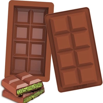 Dailygoods - Kamehame Siliconen chocoladereep diep 2 stuks 8 vierkanten chocoladevorm bord bonvorm diepe chocolade siliconen vorm