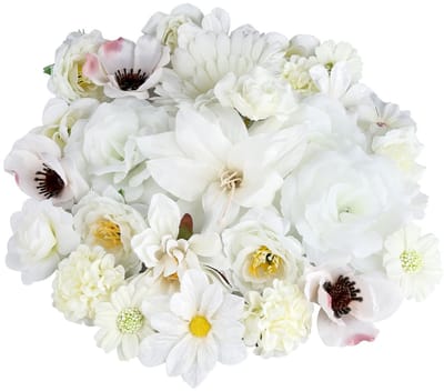 Dailygoods- Kunstbloemen 30 Stuks - Kunstbloemen Hoofden 4,5-13 cm - Zachte/duurzame Stof - Witte Kunstbloemen - Bruiloften/Feesten - Decoratie voor Woonkamer - Nep Bloemen