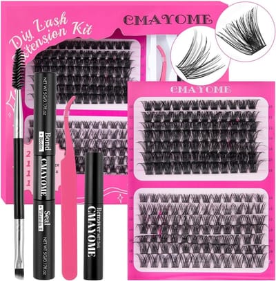DIY Wimperextensions Set met 168 D Curl Wimperclusters, Mascara Borstel, Hechtmiddel en Applicators voor Perfecte Wimperlook, 10-16mm