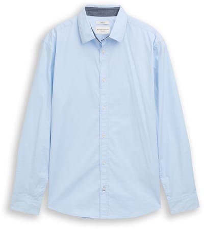 Tom Tailor - Regular fit overhemd met stretch - Maat S - Light Metal Blue