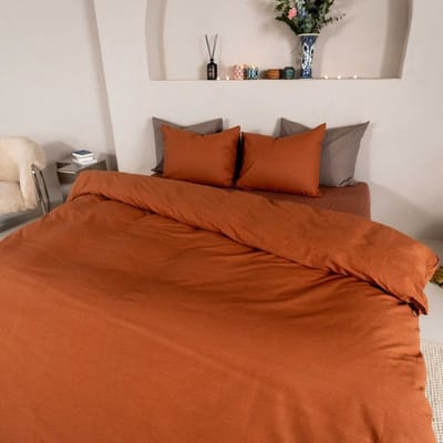 Kayori Kai Dekbedovertrek Katoen - 200x200-220 + 2 slopen - Tweepersoons - Biologisch Katoen - Caramel
