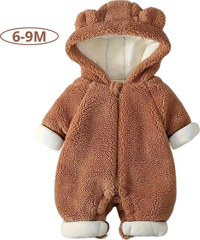 Livano Berenpakje Baby - Winterpak - Onesie - Teddy - Romper - Pakje - Jongen - Meisje - 6-9 Maanden - Bruin