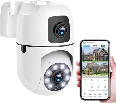 Dubbele Lens Camera - Wifi Beveiligingscamera - Huis Bewaken - 8x Digitale Zoom - 4MP HD - Wit