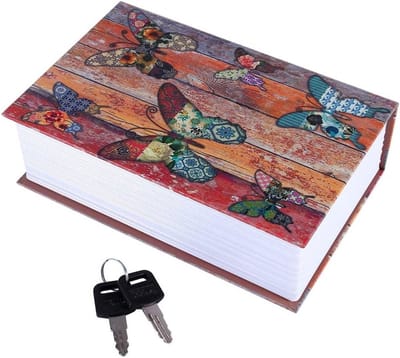 Decoratieve Boek Kluis, Geheime Opbergbak met Slot voor Geld en Sieraden, Vlinderontwerp voor Thuis en Kantoor
