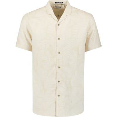 No Excess Shirt Short Sleeve Revers Collar Leaves Jacquard With Linen  Größe: S | Casual hemden Outlet | Herren | Weiß