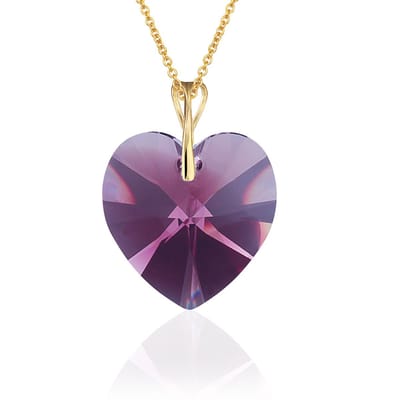 Montebello Ketting Mila HG103 - Swarovski Hart - 925 Zilver Verguld - Ø18mm - 50cm