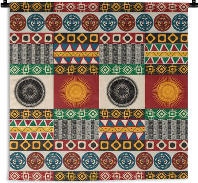Wandkleed - Wanddoek - Patronen - Maya - Details - Zuid-Amerika - 90x90 cm - Wandtapijt