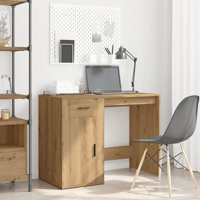vidaXL - Bureau - 100x49x75 - cm - bewerkt - hout - artisanaal - eikenkleur