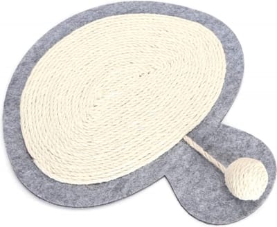 Nobleza Krabmat Kat met Speelbal - Krabplank - Kattenspeelgoed - Sisal en Vilt - 37 x 35 cm - Grijs/Beige