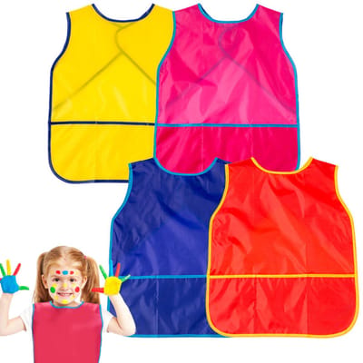 Verfschort - 4 stuks - Kliederschort - mouwloos schort - Knutselschort - Kinderschort - Schilderschort - Waterdicht - Schilderen - Kinderknutselen - Kinderverfschort - Kinderschilderschort - kiel