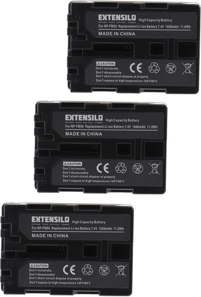 Camera Batterij Set - Reserve Accu - Fotografie - 3 Stuks 1600mAh - 74 Volt - Zwart