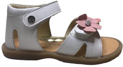 Naturino - Dacia - Mt 26 - velcro's kleurrijke bloem lederen sandalen - wit - dichte hiel